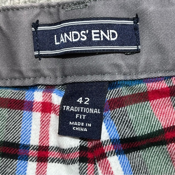 Lands' End Flannel Lined Comfort Waist Chinos Pants Mens Size 42X27 Gray - Picture 5 of 13